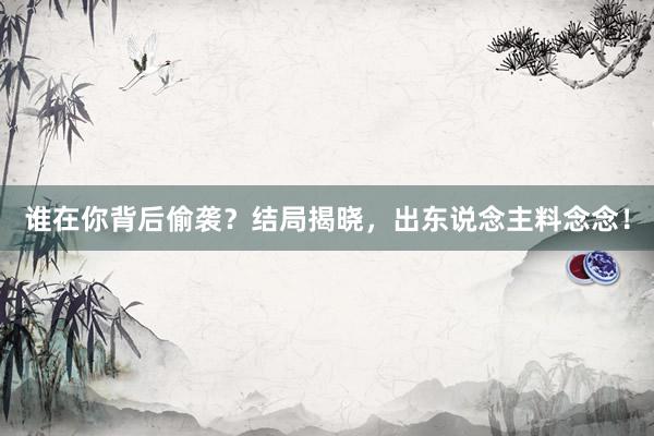 谁在你背后偷袭？结局揭晓，出东说念主料念念！