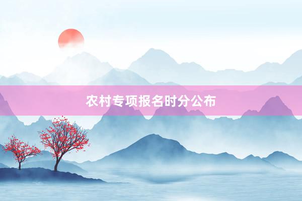 农村专项报名时分公布